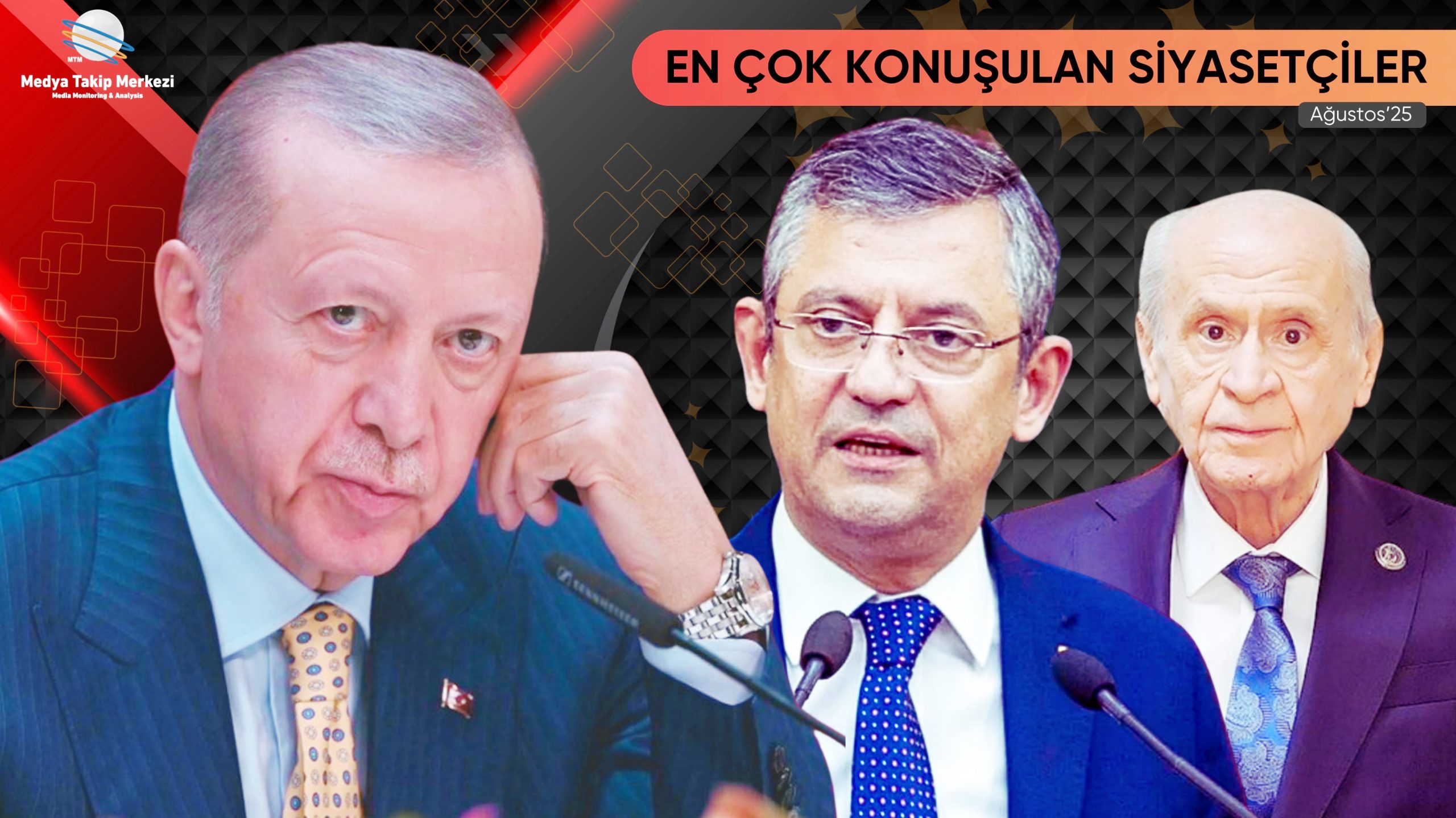 AĞUSTOS AYINDA EN ÇOK RECEP TAYYİP ERDOĞAN İLE ÖZGÜR ÖZEL KONUŞULDU